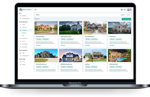 Habova dashboard shown on a MacBook Pro — property listing management interface
